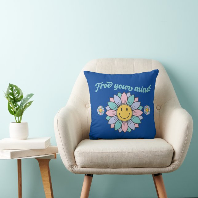 FRIA DIN MYCKET roliga 70:S formgivningsblomma Kudde (Stol)