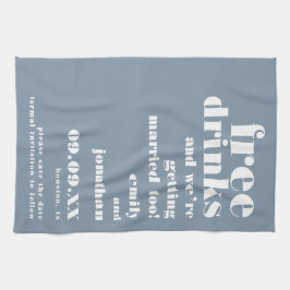 Fria drycker Gifta sig Blått Spara datum Kökshandduk