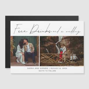 Fria drycker och ett Bröllop-foto Spara datum