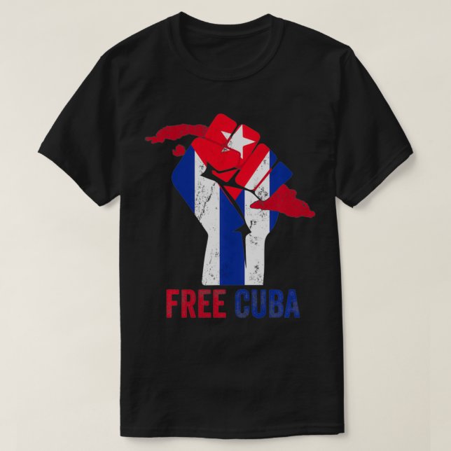 Fria Kuba Patria Y Vida Distress Cuba SOS Cuba T Shirt (Design framsida)