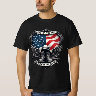 Fria landet på grund av den Modiga patriotiska T Shirt