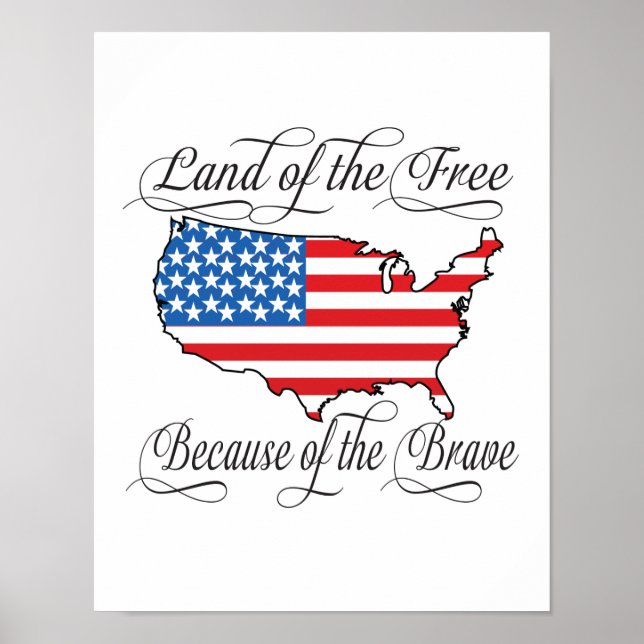 Fria landet på grund av det Modiga patriotiska USA Poster (Framsidan)