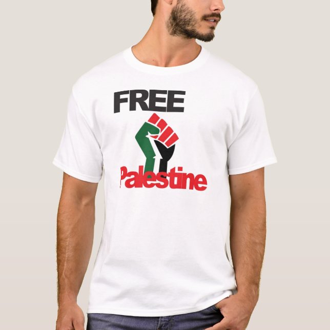 Fria Palestina - فلسطينعلم - palestinsk flagga Tee (Framsida)