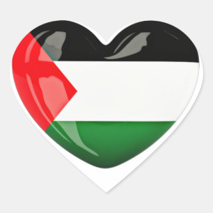 Fria Palestina. Hjärtformade palestinska Flagga Hjärtformat Klistermärke