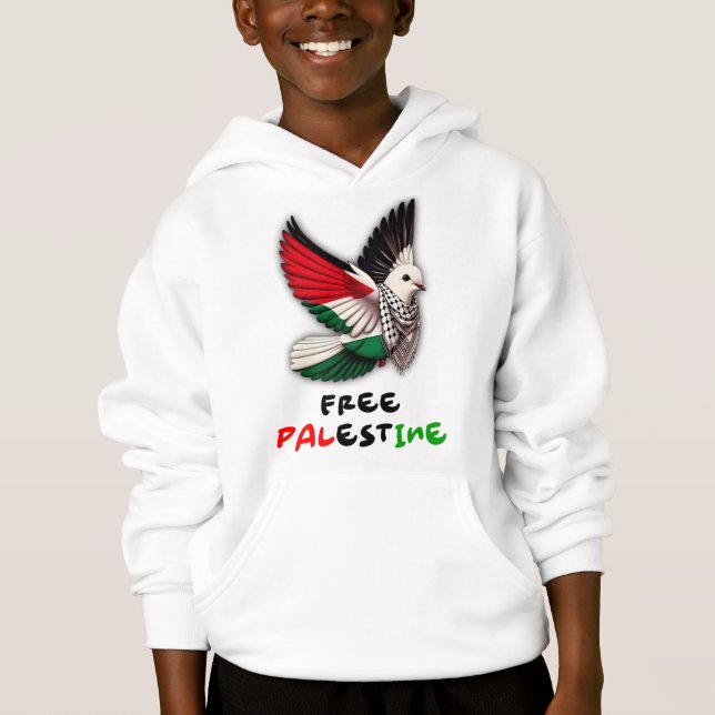Fria Palestina Hoodie T Shirt (Framsida)