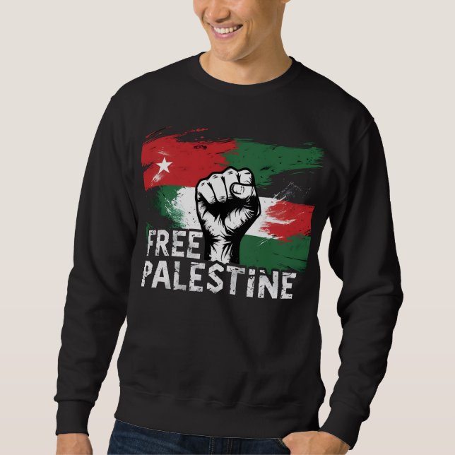 Fria Palestina Lång Ärmad Tröja (Framsida)