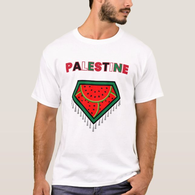 Fria Palestina Protest T-Shirt - Vattenmelon Tee (Framsida)