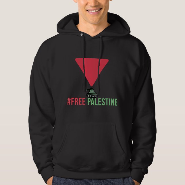 Fria Palestina | Röd triangel Hoodie (Framsida)