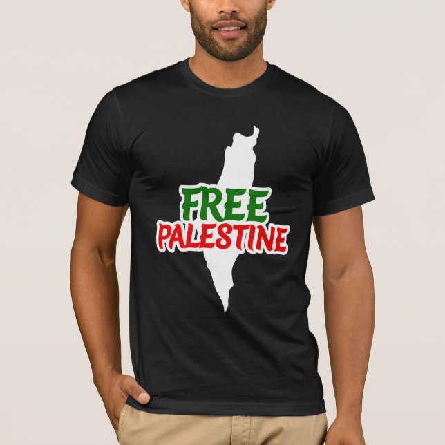 Fria Palestina, Solidaritet, Palestina karta T Shirt (Framsida)