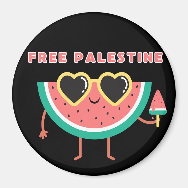fria Palestina Vattenmelon Palestina söt färgrik Magnet (Framsidan)