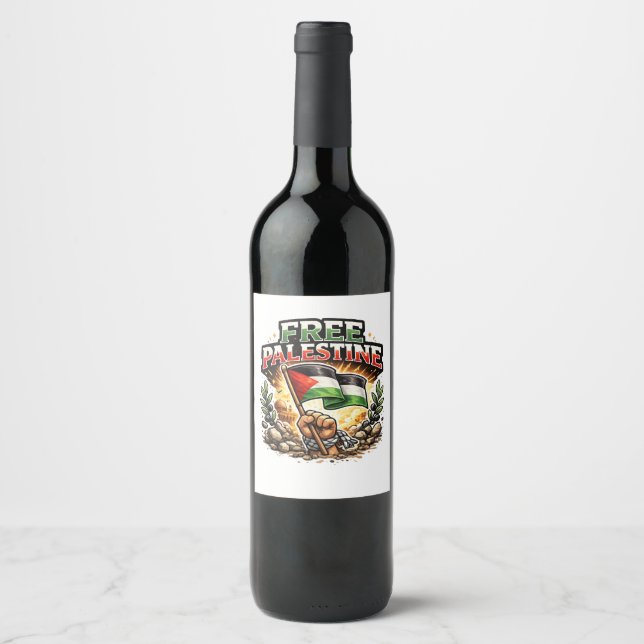 Fria Palestina Vinflaska Etikett (Framsida)