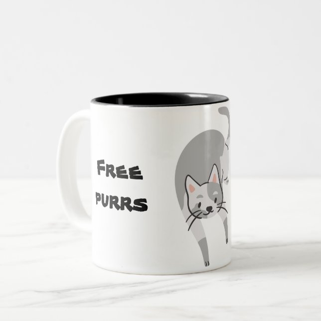 Fria purrar och cuddles-röster från kattunge Två-Tonad mugg (Framsida vänster)