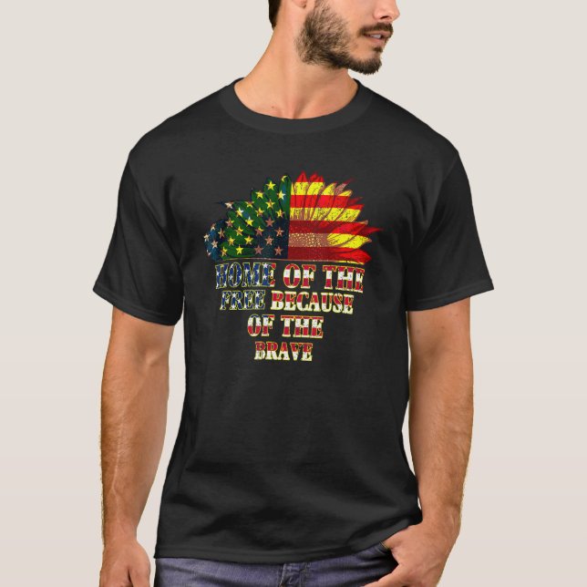 Fria solroshem på grund av den Modiga 4:t T Shirt (Framsida)