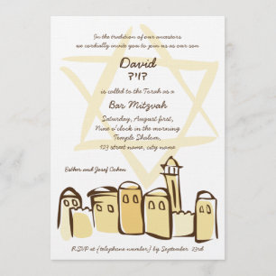 Fria Stil Jerusalem - Pub Mitzvah-inbjudan Inbjudningar