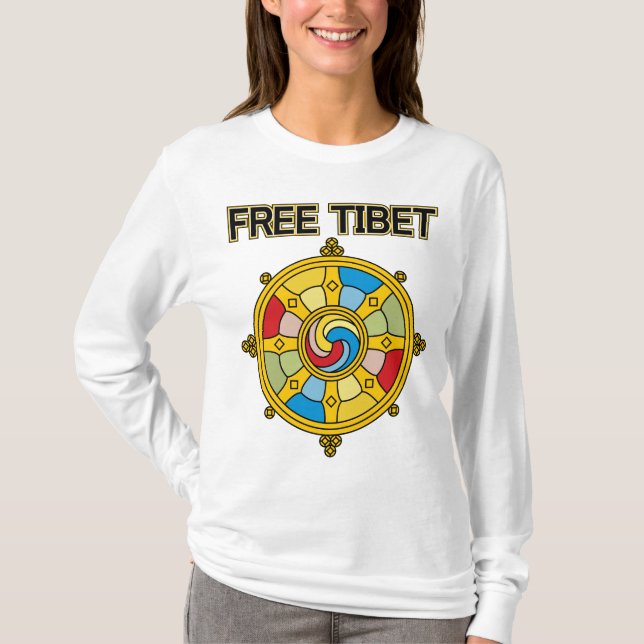 Fria Tibet Dharmacakra Tee Shirt (Framsida)