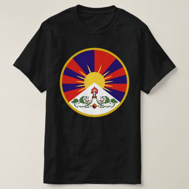 Fria Tibet-Flagga - Tibetansk buddistisk buddism  T Shirt (Design framsida)