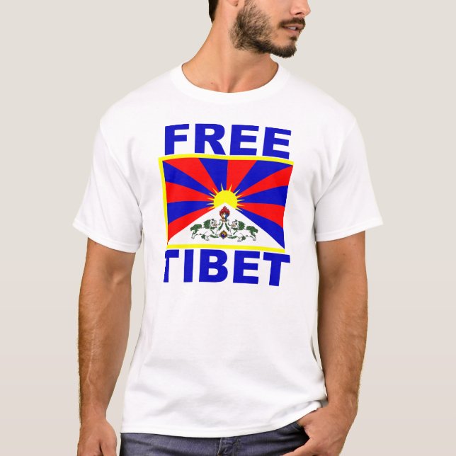 Fria Tibet med tibetan flagga T Shirt (Framsida)