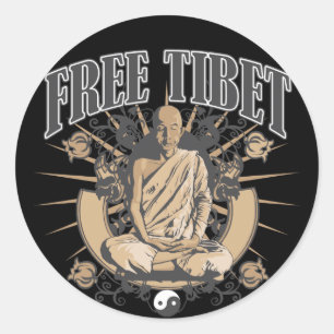 Fria Tibet Munk Runt Klistermärke