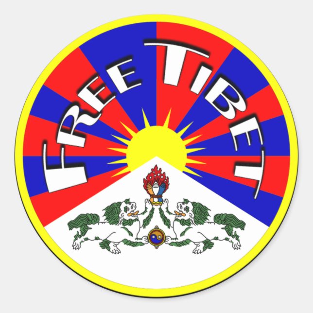 Fria Tibet-rundan Stickers Runt Klistermärke (Framsida)