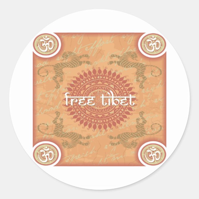 Fria Tibet Runt Klistermärke (Framsida)