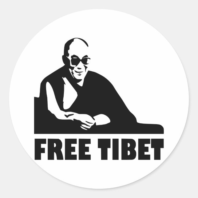 Fria Tibet Runt Klistermärke (Framsida)