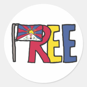 Fria Tibet Runt Klistermärke