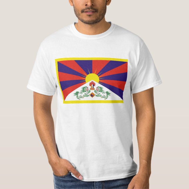Fria Tibet - Tibets Flagga T Shirt (Framsida)