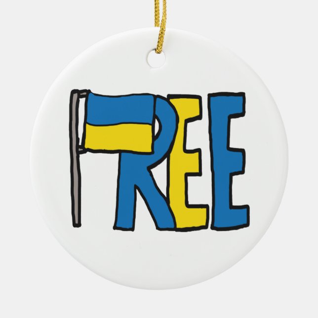 Fria Ukraina Julgransprydnad Keramik (Framsidan)