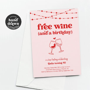 Fria vinsmakare - det berömda Woman Birthday-parti Inbjudningar