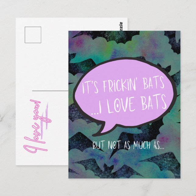 Frickin'Fladdermus Kärlek Card - lite gåva, årsdag Vykort (Fram/baksida)
