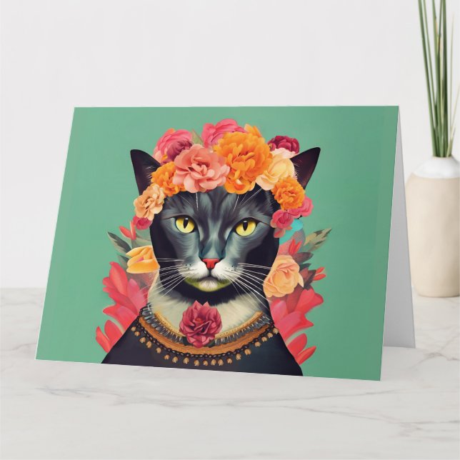 Frida Cat Wall Clock Kort (Framsida)