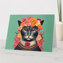 Frida Cat Wall Clock Kort