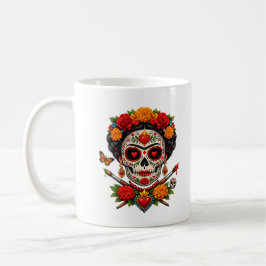 Frida Catrina Artist SugarSkull–Día de los Muerto  Kaffemugg