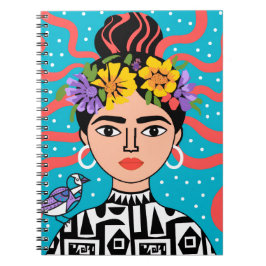 Frida Inspirerad Blommig Anteckningsbok - Boho Mex