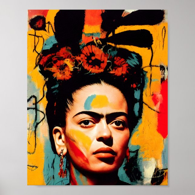 Frida Kahlo Abstrakt Colorful Poster (Framsidan)