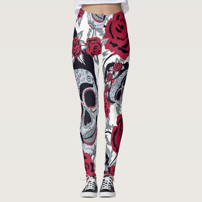 Frida Kahlo  and roses  Leggings (Framsida)