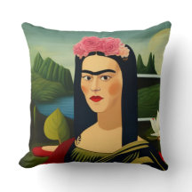 Frida Kahlo as Mona Lisa Dekorativ kudde