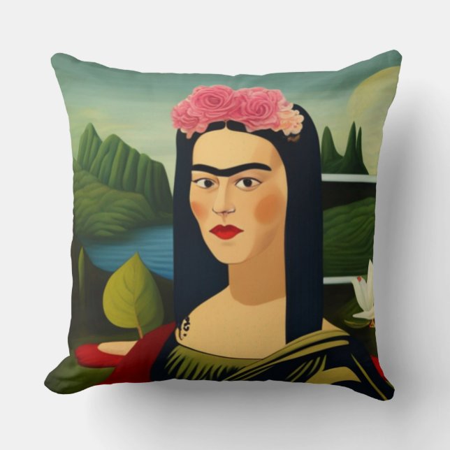 Frida Kahlo as Mona Lisa Dekorativ kudde (Framsida)