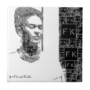 Frida Kahlo Black och White Porträtt Kakelplatta