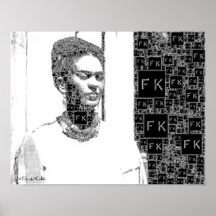 Frida Kahlo Black och White Porträtt Poster