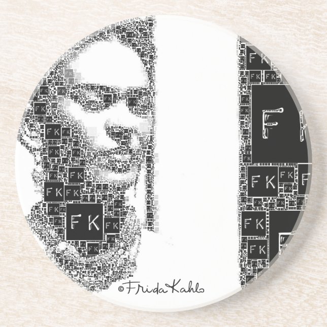 Frida Kahlo Black och White Porträtt Underlägg (Framsidan)