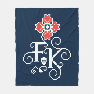 Frida Kahlo   blom- Tribute Fleecefilt