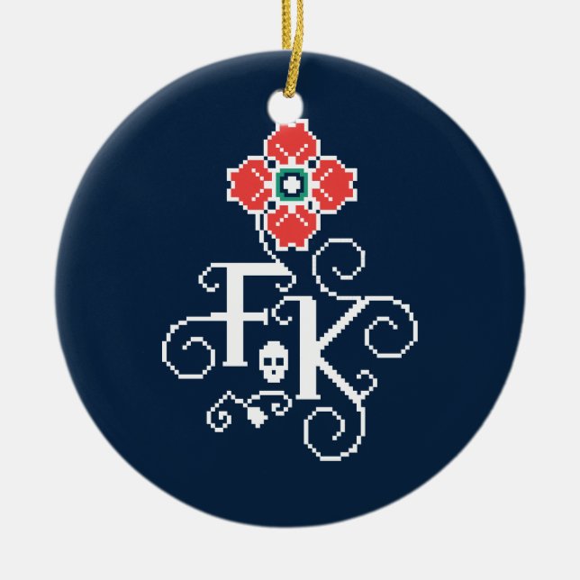 Frida Kahlo | blom- Tribute Julgransprydnad Keramik (Framsidan)