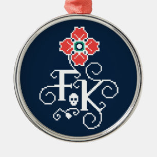 Frida Kahlo   blom- Tribute Julgransprydnad Metall