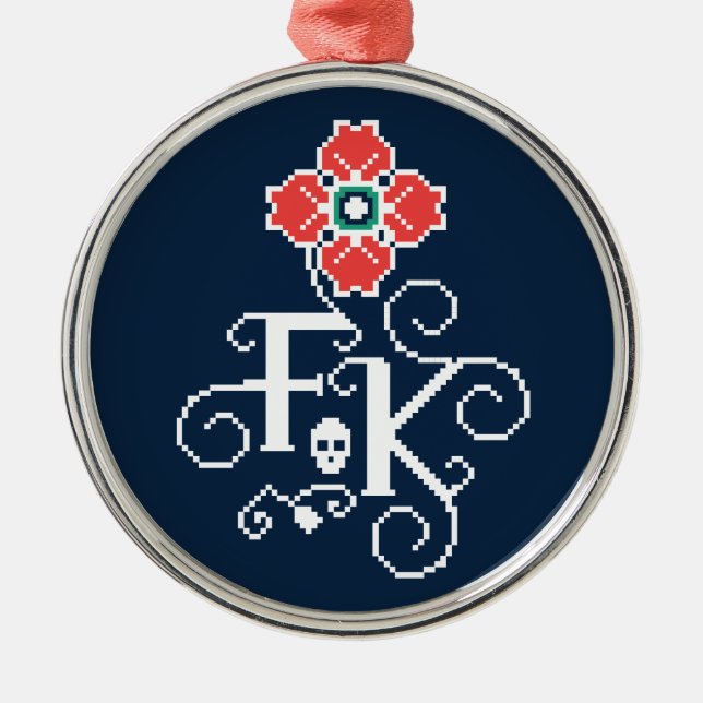 Frida Kahlo | blom- Tribute Julgransprydnad Metall (Framsidan)