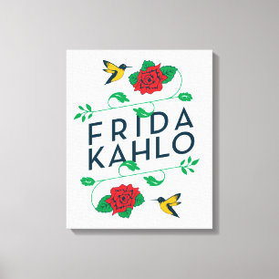 Frida Kahlo   blom- typografi Canvastryck