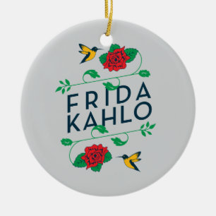 Frida Kahlo   blom- typografi Julgransprydnad Keramik