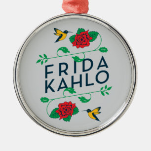 Frida Kahlo   blom- typografi Julgransprydnad Metall