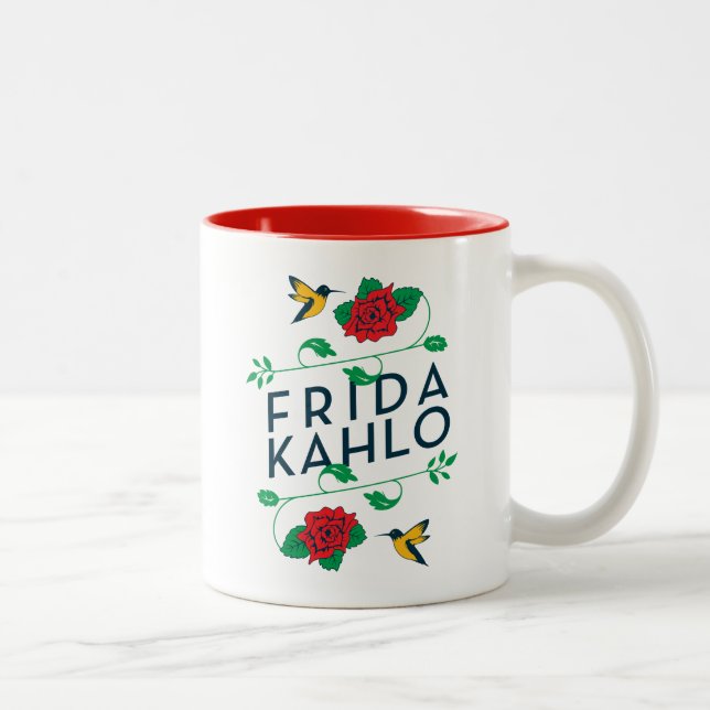 Frida Kahlo | blom- typografi Två-Tonad Mugg (Höger)