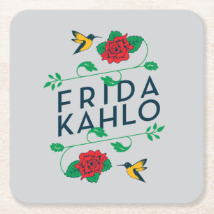 Frida Kahlo   blom- typografi Underlägg Papper Kvadrat